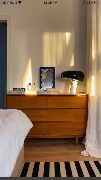 wooden dresser, bedroom dresser, mid century dresser, wood chest, bedroom furniture, brand awareness, lifestyle, minimalist, calm, warm, brown, neutral
